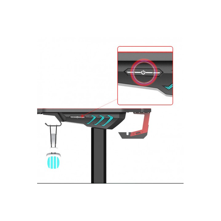 MESA GAMING PRO800 XL FIBRA CARBONO | LUZ RGB | ALFOMBRILLA 140CM MUVIP