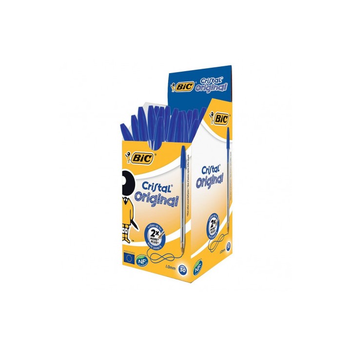 CAJA DE 50 UNIDADES BOLIGRAFO TINTA ACEITE PUNTA 1.0 MM AZUL BIC CRISTAL