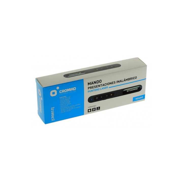 MANDO PRESENTACIONES INALAMBRICO PUNTERO LASER NEGRO CROMAD