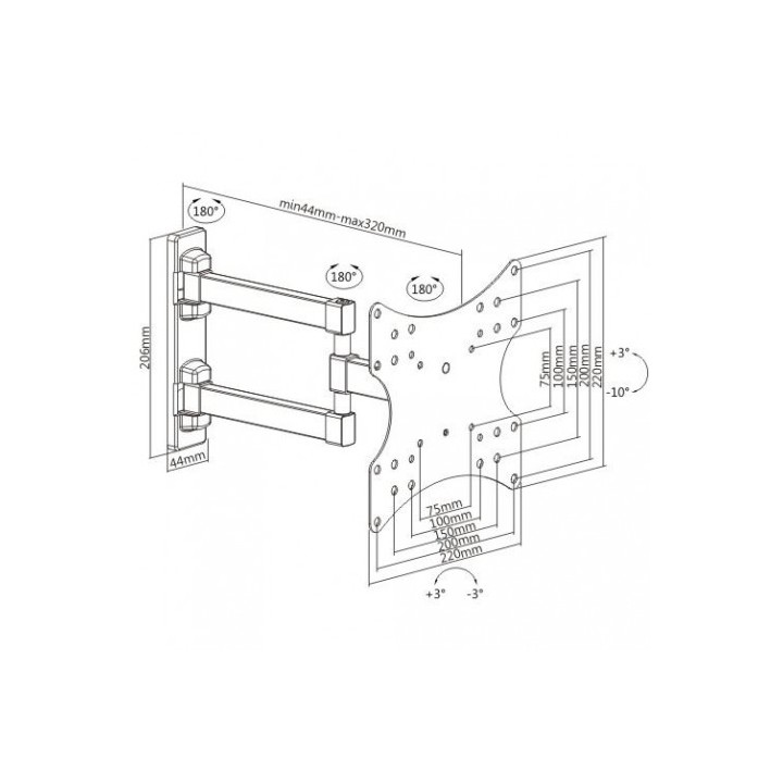 SOPORTE CON BRAZO TV 23"-42" DOBLE EXTENSION CROMAD