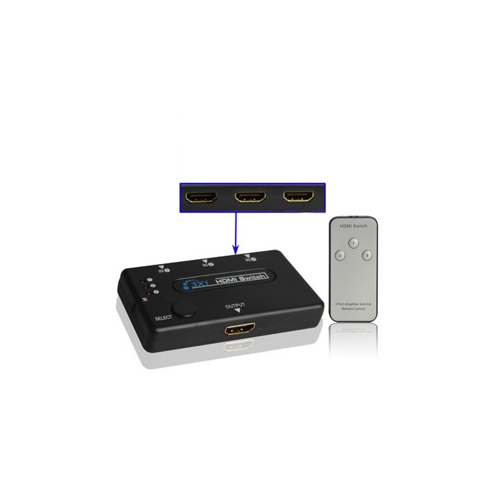 SWITCH HDMI 3 PUERTOS 1080P CON MANDO CROMAD