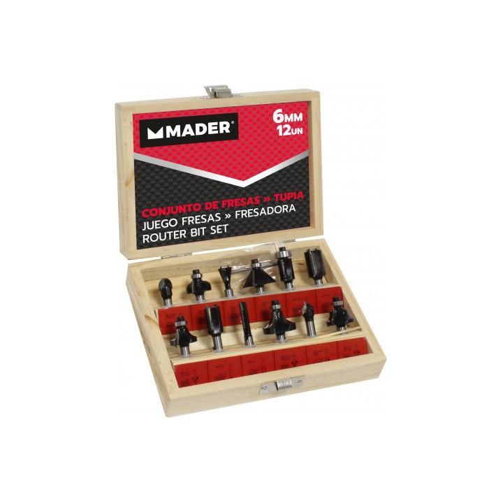 JUEGO 12 PCS FRESAS 6MM PARA MADERA MADER