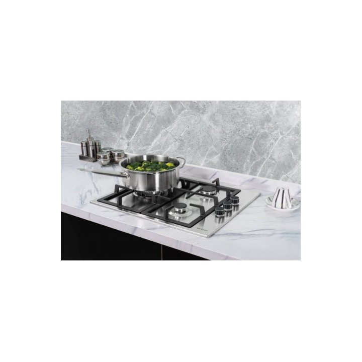 PLACA A GAS PARA ENCASTRAR ACERO INOX MX-ONDA