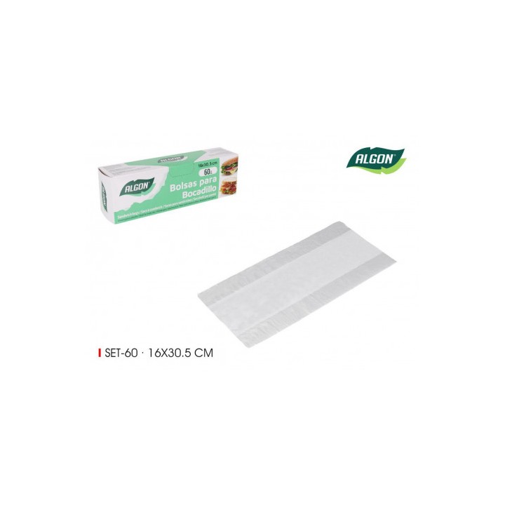 PACK 60 BOLSAS BOCADILLOS 16X30CM ALGON
