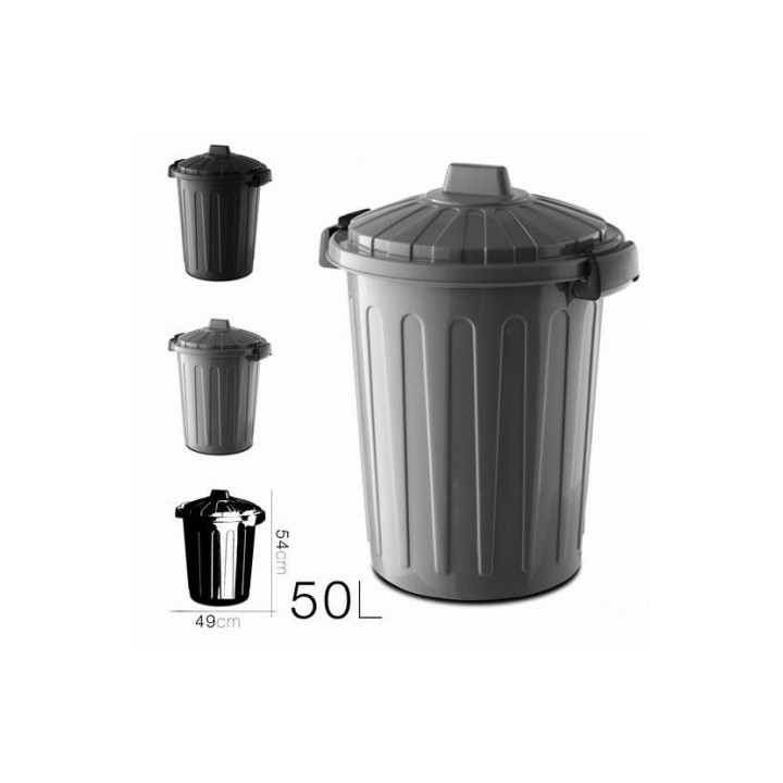 CUBO DE BASURA CON TAPA GRIS 50 LITROS OSKAR