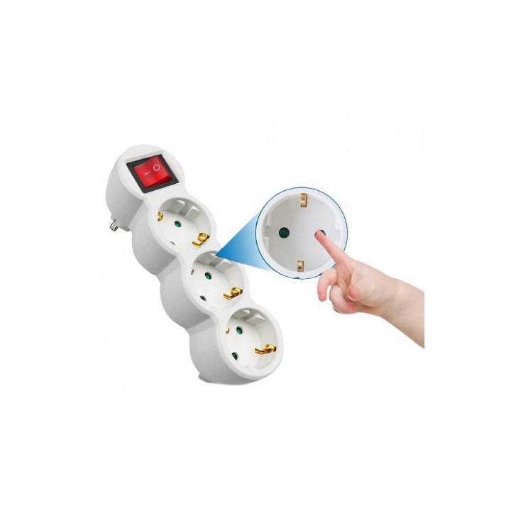 BASE MULTIPLE 3 TOMAS CON INTERRUPTOR ELBAT