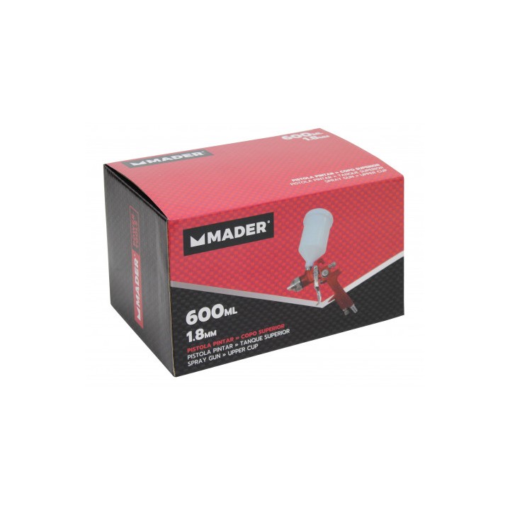 PISTOLA PINTAR VASO SUPERIOR, 1.8mm. 600mL. MADER