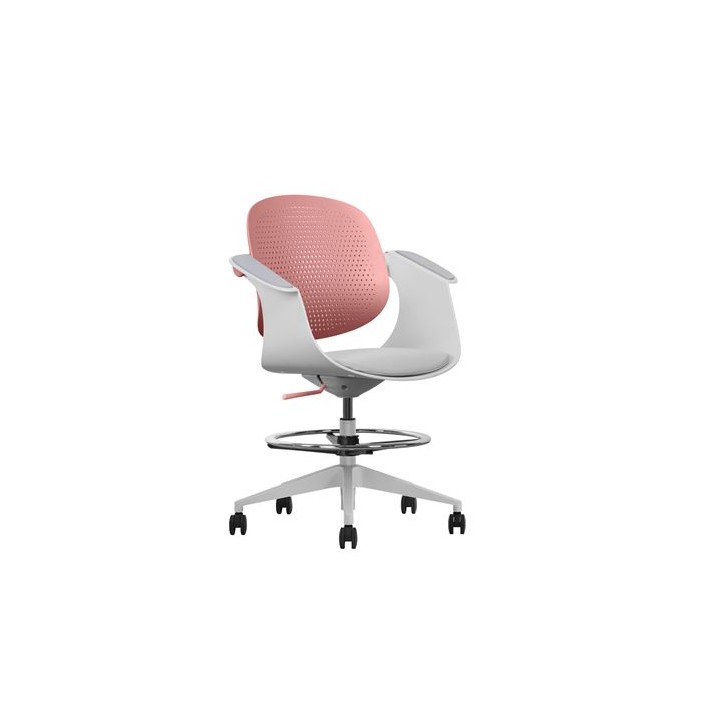 SILLA / TABURETE DE OFICINA TOP WORK ROJO CROMAD