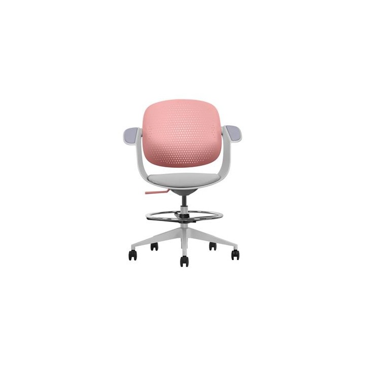 SILLA / TABURETE DE OFICINA TOP WORK ROJO CROMAD