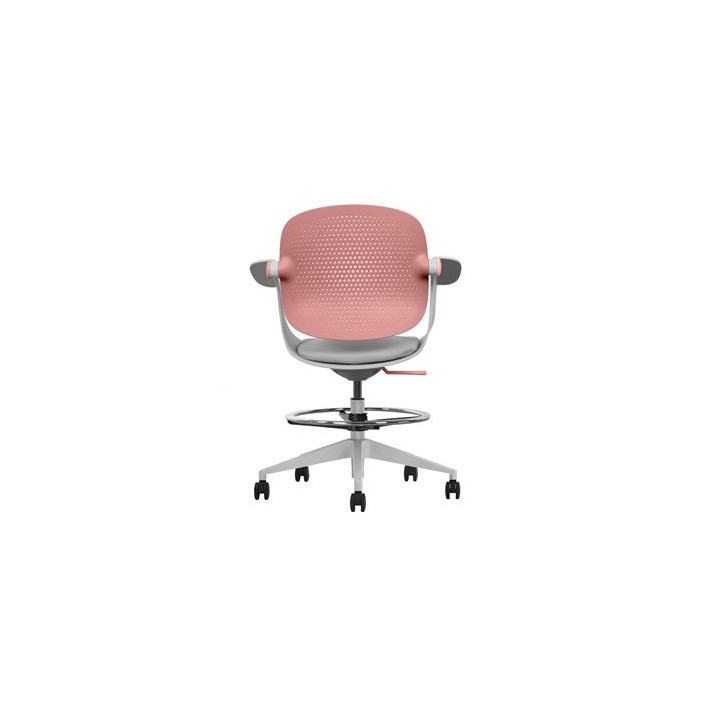 SILLA / TABURETE DE OFICINA TOP WORK ROJO CROMAD