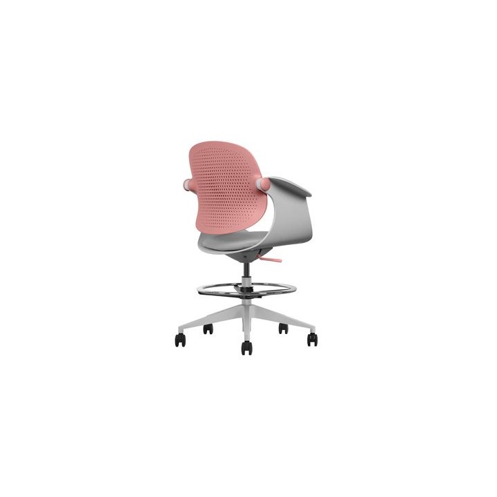 SILLA / TABURETE DE OFICINA TOP WORK ROJO CROMAD