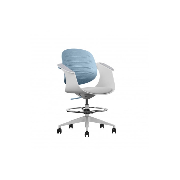 SILLA / TABURETE DE OFICINA TOP WORK AZUL CROMAD