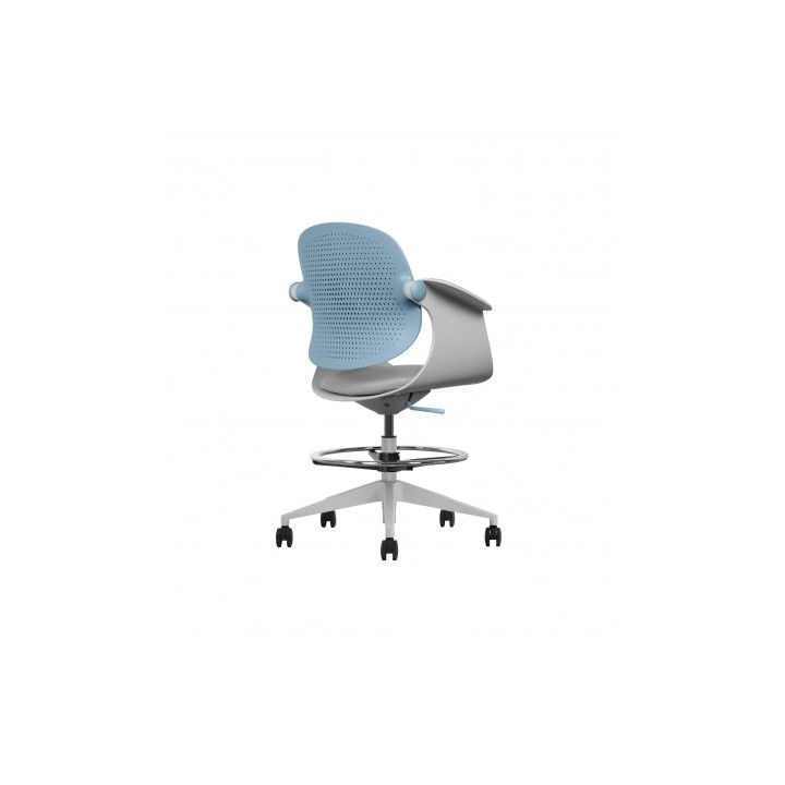 SILLA / TABURETE DE OFICINA TOP WORK AZUL CROMAD