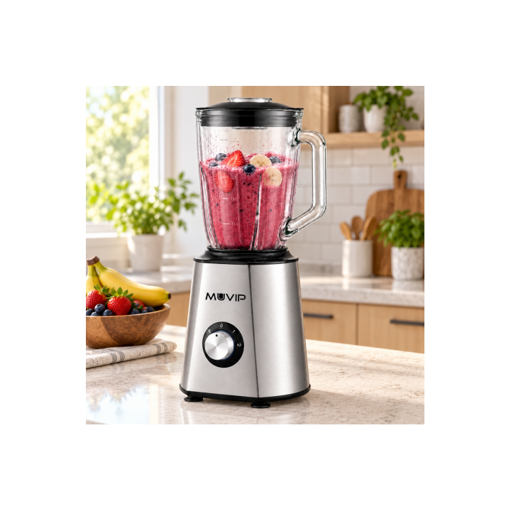 BATIDORA INOXIDABLE VASO CRISTAL 1500W 1.5 LITROS MUVIP