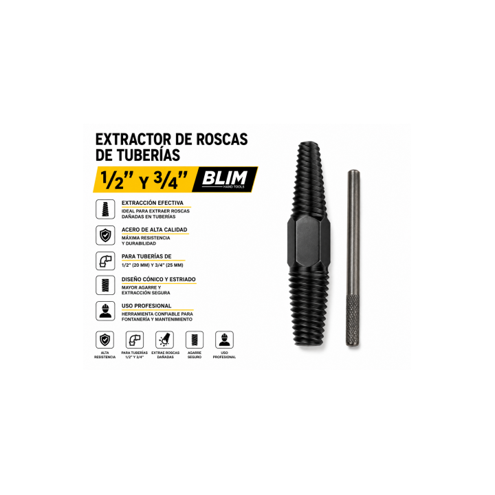 EXTRACTOR DE ROSCAS DE TUBERIAS 1/2" Y 3/4" BLIM