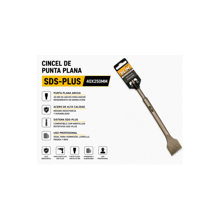 CINCEL DE PUNTA PLANA SDS-PLUS 40X250mm. BLIM