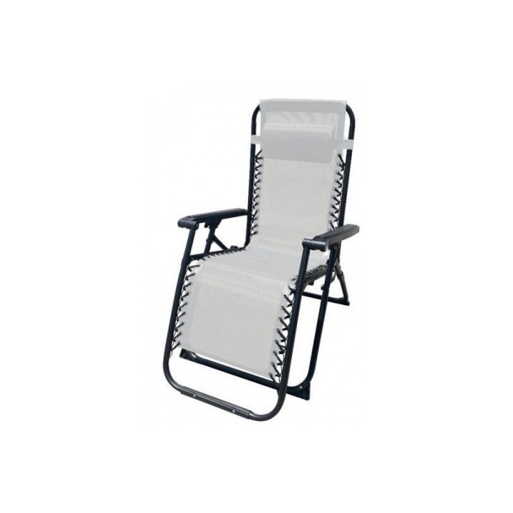 TUMBONA PLEGABLE GRIS DE ACERO CON COJIN CERVICAL