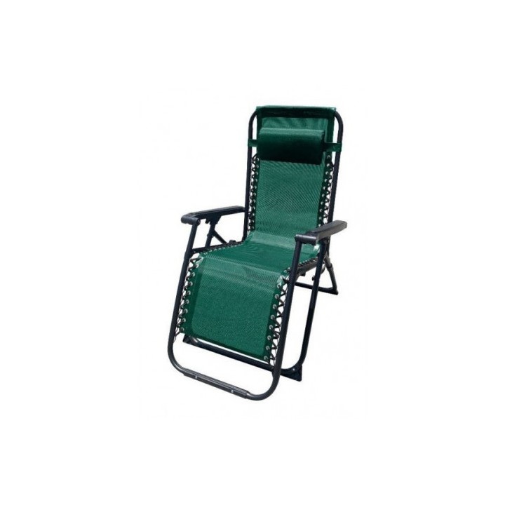 TUMBONA PLEGABLE VERDE DE ACERO CON COJIN CERVICAL
