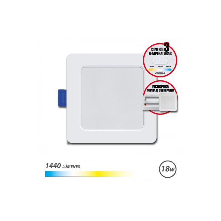 DOWNLIGHT CUADRADO 18W|1440LM SELECTOR 3 TEMPERATURAS + SOBREPARED ELBAT