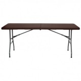 MESA DE RESINA PLEGABLE EFECTO RATÁN 180X74X74CM 3.5CM SUNGARDEN