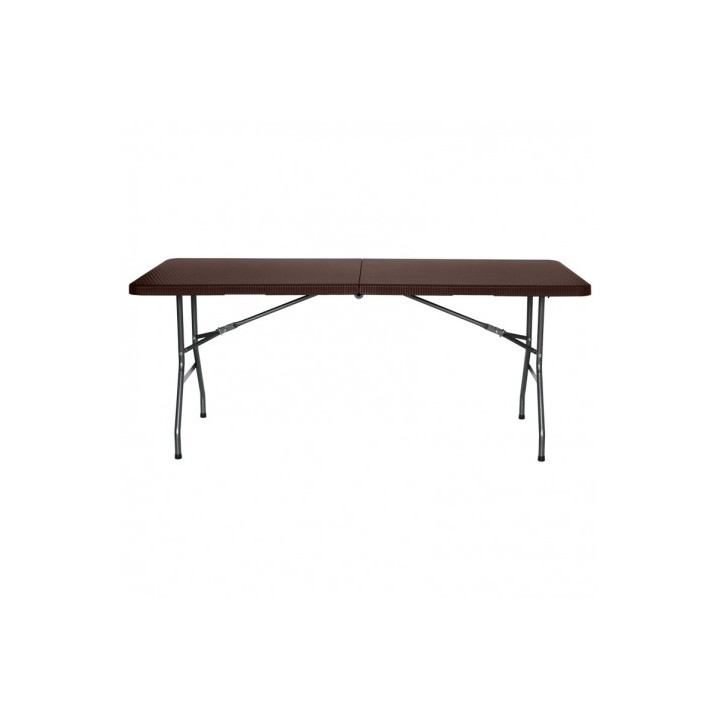 MESA DE RESINA PLEGABLE EFECTO RATÁN 180X74X74CM 3.5CM SUNGARDEN