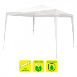 CARPA ACERO RAFIA 3X3 METROS BLANCA DESMONTABLE SUNGARDEN