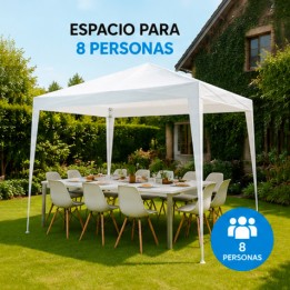 CARPA ACERO RAFIA 3X3 METROS BLANCA DESMONTABLE SUNGARDEN