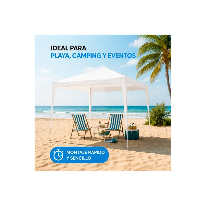 CARPA ACERO RAFIA 3X3 METROS BLANCA DESMONTABLE SUNGARDEN