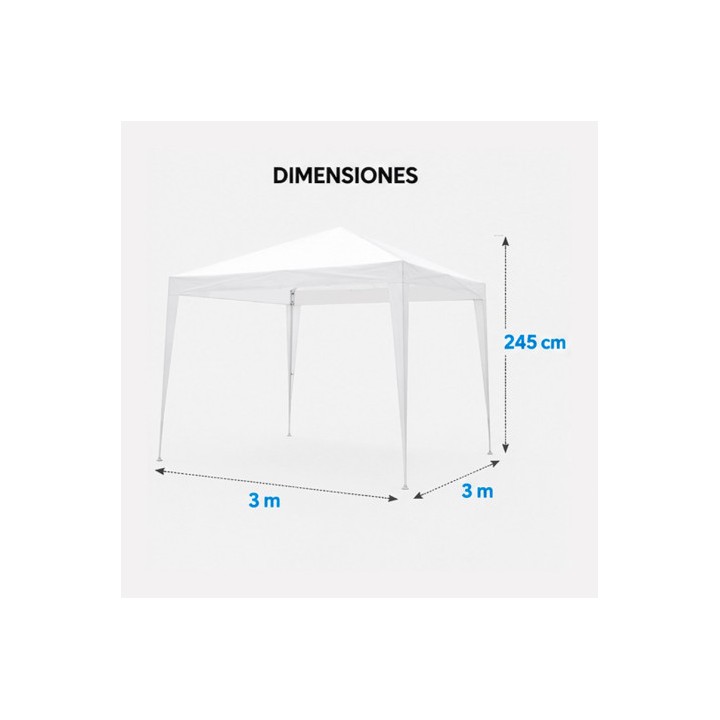 CARPA ACERO RAFIA 3X3 METROS BLANCA DESMONTABLE SUNGARDEN