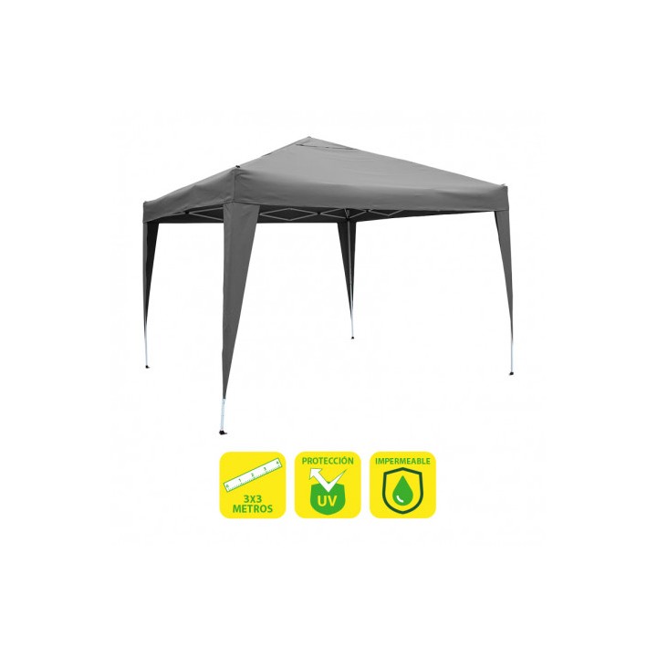 CARPA PLEGABLE ACERO 3X3 METROS GRIS SUNGARDEN
