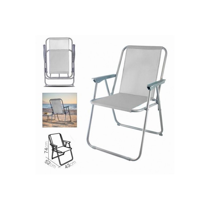 SILLA DE PLAYA PLEGABLE 52X43X74 GRIS CLARO