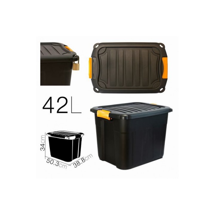 CAJA DE ALMACENAJE 50.3X38.8X34CM NEGRA PARABOX