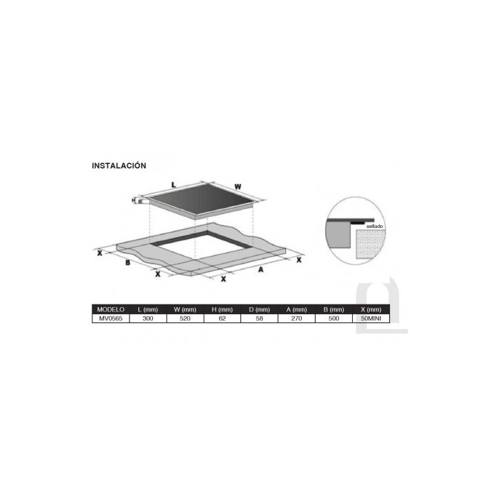 COCINA DE INDUCCIÓN 2 FUEGOS 3300W ENCASTRE + SOBREMESA MUVIP