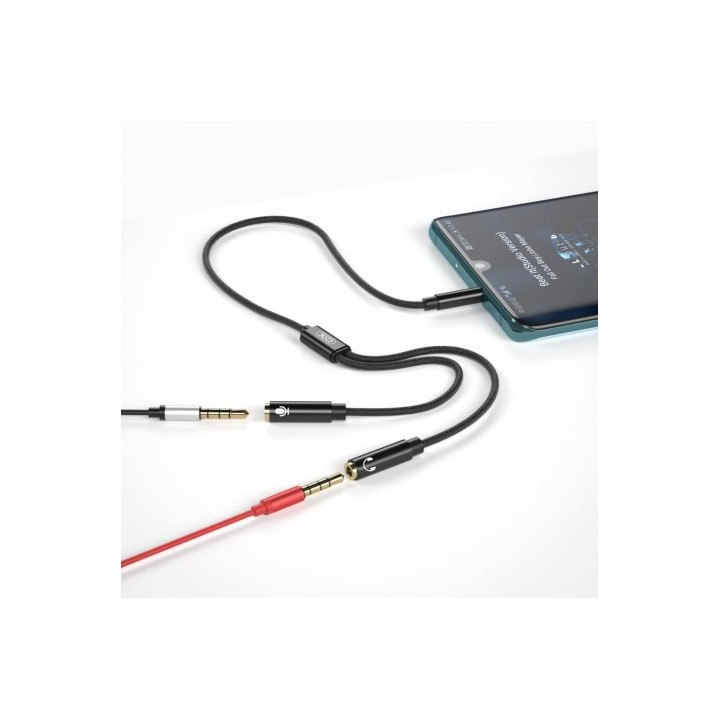 CABLE NBR197 MINI JACK A 2 MINI JACK HEMBRAS AUDIO + MICROFONO XO