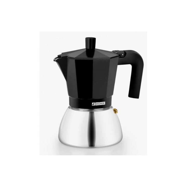 CAFETERA ITALIANA 3 TAZAS INDUCCION INOX NEGRA MONIX