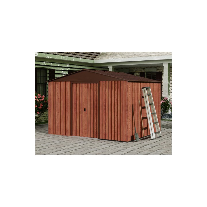 CASETA DE METAL | PUERTAS CORREDERAS 304.5X243X214.5 (7.4M2) EFECTO MADERA