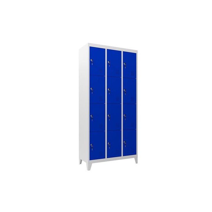 TAQUILLA METÁLICA CON PATAS 12 PUERTAS 1900X1000X500MM AZUL CROMAD