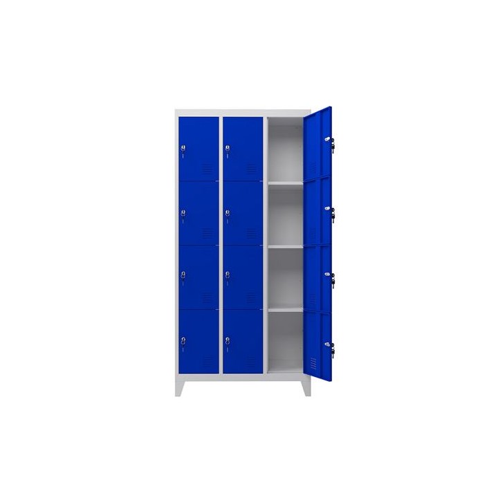 TAQUILLA METÁLICA CON PATAS 12 PUERTAS 1900X1000X500MM AZUL CROMAD