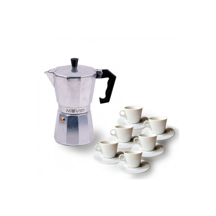 CAFETERA 6 TAZAS ALUMINIO ANTIADHERENTE MUVIP