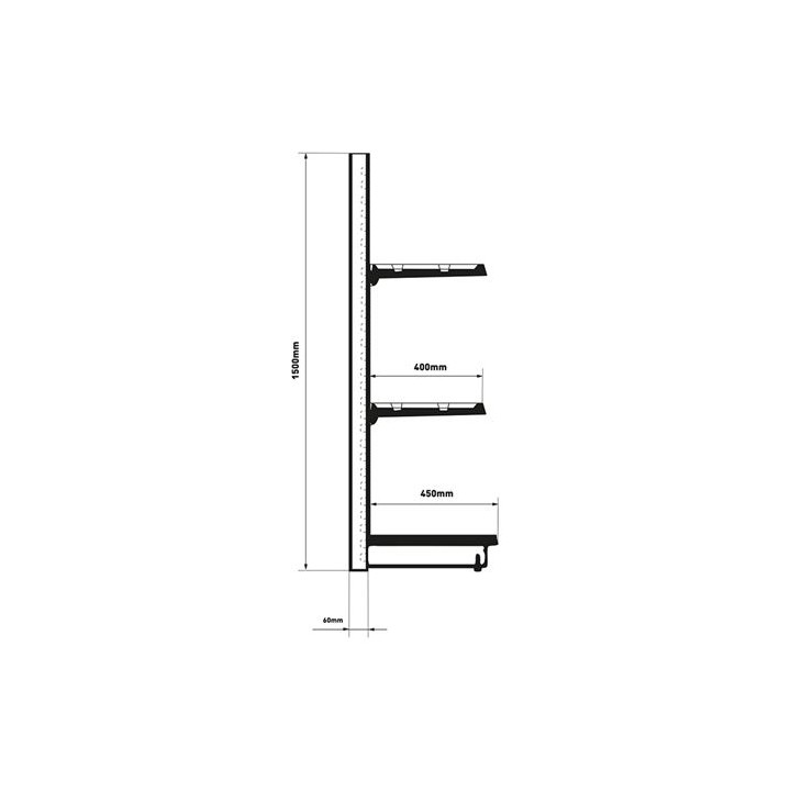 EXPOSITOR GÓNDOLA 900X450X1500MM NEGRO CROMAD