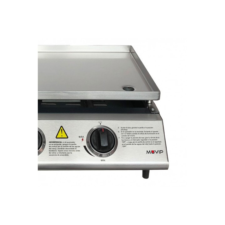PLANCHA DE ASAR 2 FUEGOS INOXIDABLE MUVIP