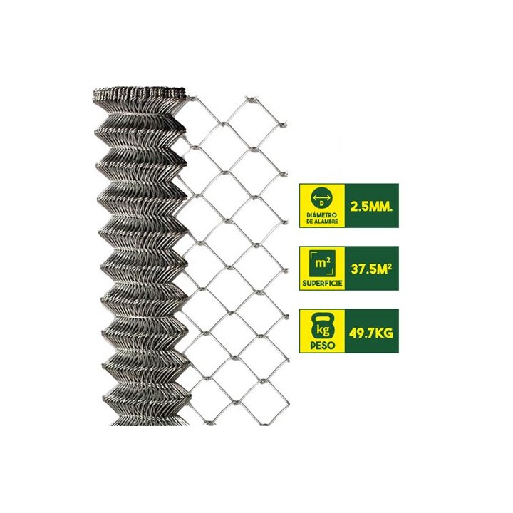 MALLA DE VALLADO GALVANIZADA 60X60X2.5MM 1.5X25 METROS SUNGARDEN