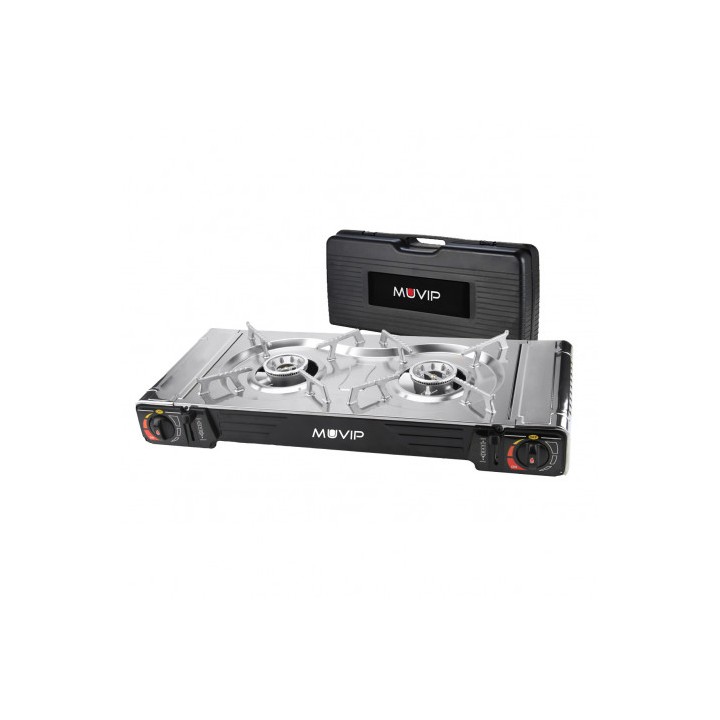COCINA DE GAS PORTATIL DOBLE BOMBONA ACERO MUVIP