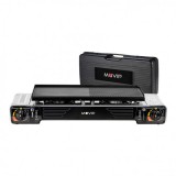 COCINA DE GAS PORTATIL DOBLE BOMBONA ACERO + PLANCHA + MALETIN MUVIP