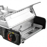COCINA DE GAS PORTATIL DOBLE BOMBONA ACERO + PLANCHA + MALETIN MUVIP