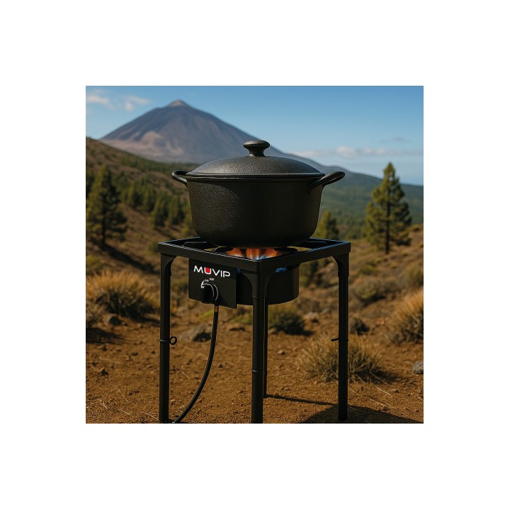 FOGÓN DE GAS ALTA POTENCIA 1 FUEGO 40X40CM AJUSTABLE 3 ALTURAS MUVIP