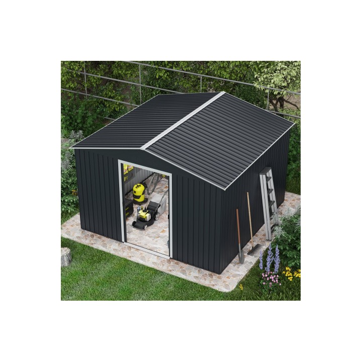 CASETA DE METAL | PUERTAS CORREDERAS 300X304.5X214.5CM (9.14M2) ANTRACITA