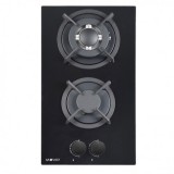 PLACA A GAS PARA ENCASTRAR 2 FUEGOS CRISTAL NEGRO MUVIP