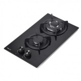 PLACA A GAS PARA ENCASTRAR 2 FUEGOS CRISTAL NEGRO MUVIP