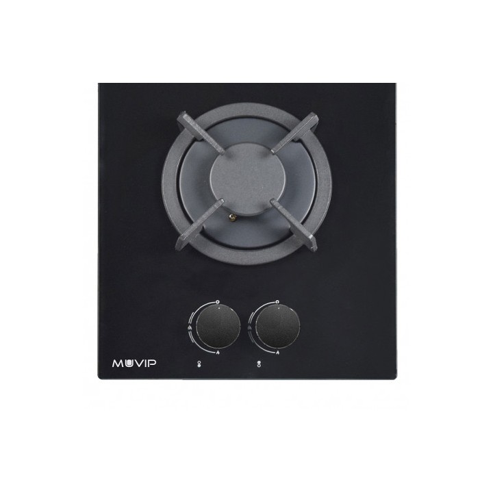 PLACA A GAS PARA ENCASTRAR 2 FUEGOS CRISTAL NEGRO MUVIP